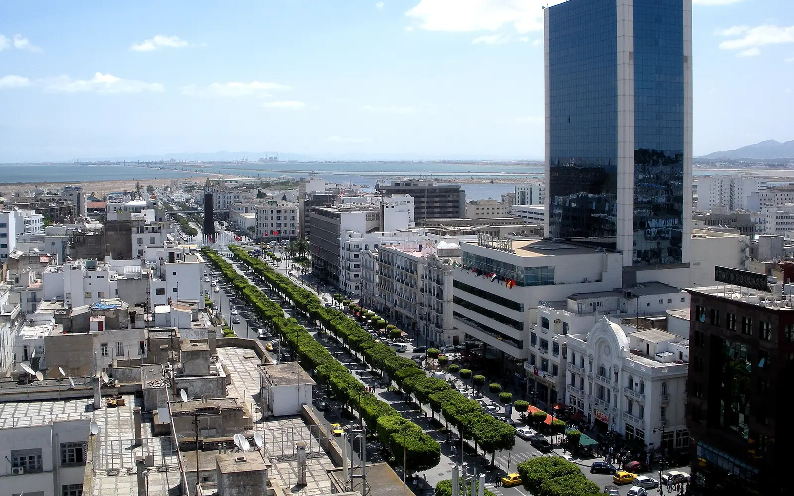 Avenue Habib Bourguiba vue d'en haut à Tunis — étudier en Tunisie